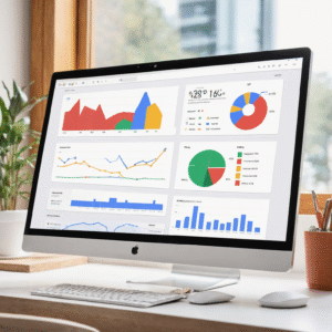 Digital marketing dashboard visualizing PPC performance metrics