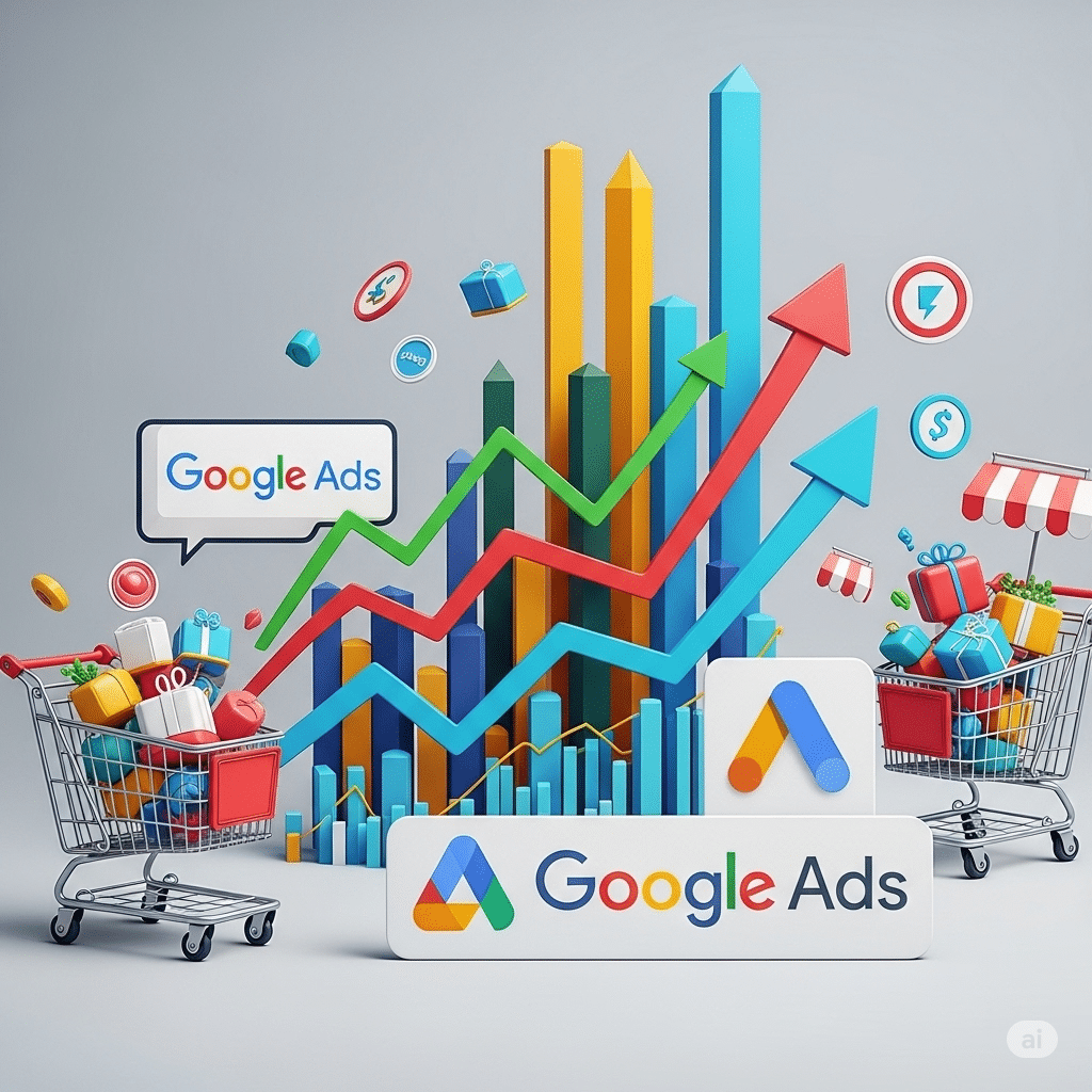 Google Ads ROI dashboard showing conversion metrics, ad spend, and revenue performance insights for optimizing return on investment in digital campaigns