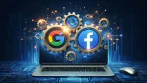 Funnel illustration showing synergy between Facebook awareness and Google search capture